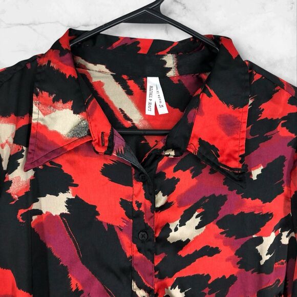 Live 4 Truth Animal Print Button-Down Shirt Dress, Nightshirt, Dopamine SZ 1X - Picture 3 of 8